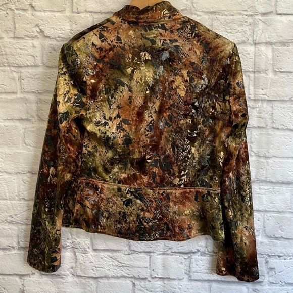 JOSEPH RIBKOFF Zip Up Velvet Velour Patterned Blazer Jacket - Picture 5 of 7